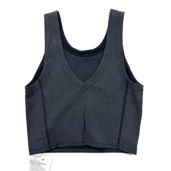 New Lululemon Softstream Cropped Tank Top Black Yoga Athleisure - Picture 2 of 5